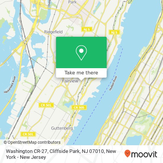Washington CR-27, Cliffside Park, NJ 07010 map