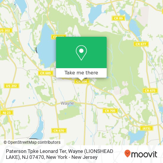 Mapa de Paterson Tpke Leonard Ter, Wayne (LIONSHEAD LAKE), NJ 07470