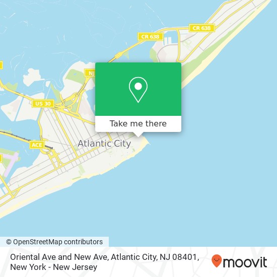 Mapa de Oriental Ave and New Ave, Atlantic City, NJ 08401