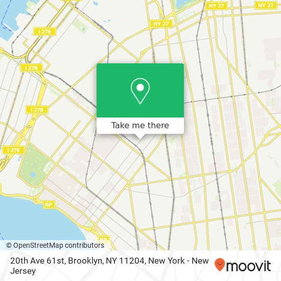 Mapa de 20th Ave 61st, Brooklyn, NY 11204