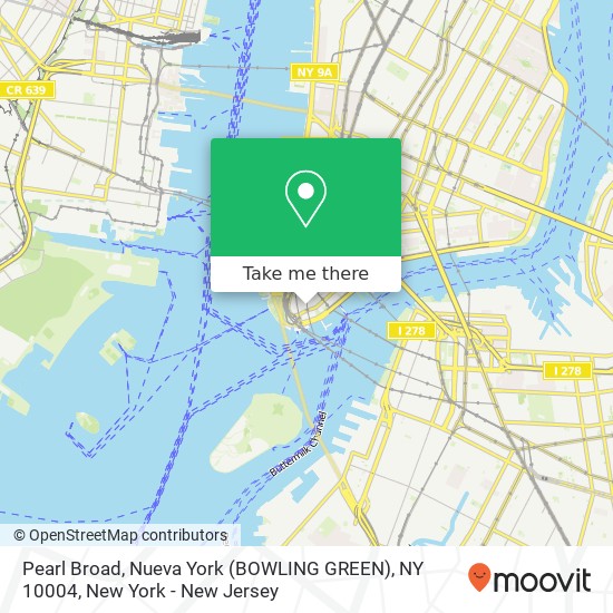 Mapa de Pearl Broad, Nueva York (BOWLING GREEN), NY 10004