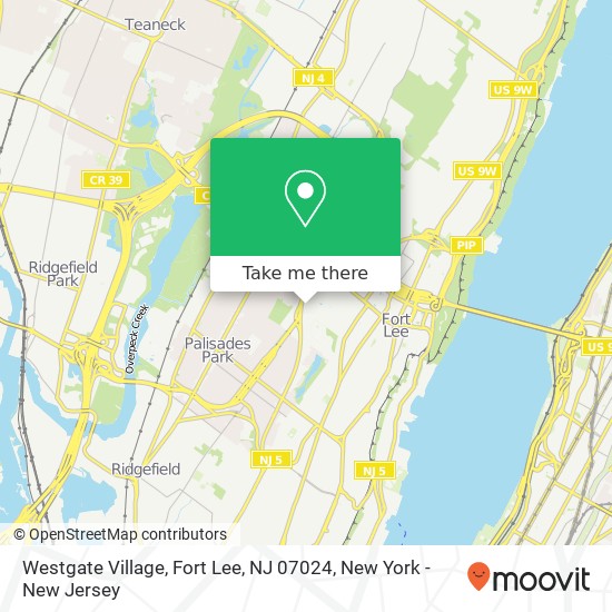 Mapa de Westgate Village, Fort Lee, NJ 07024