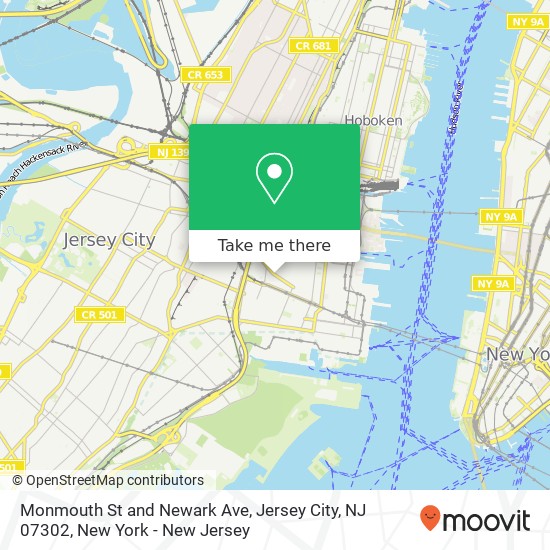 Mapa de Monmouth St and Newark Ave, Jersey City, NJ 07302