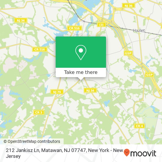 Mapa de 212 Jankisz Ln, Matawan, NJ 07747