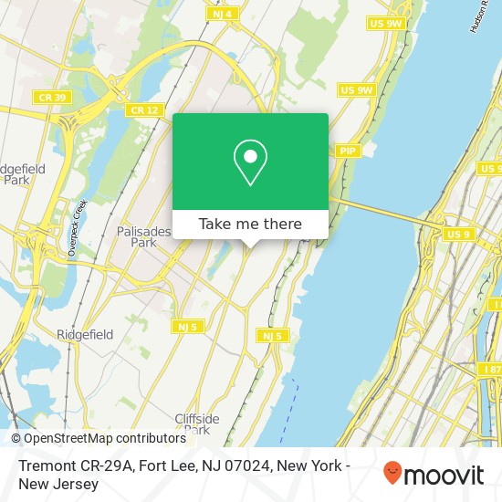 Mapa de Tremont CR-29A, Fort Lee, NJ 07024