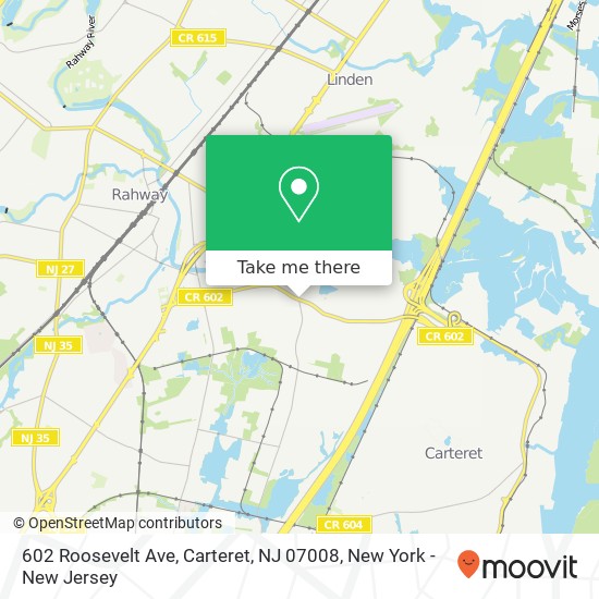 Mapa de 602 Roosevelt Ave, Carteret, NJ 07008