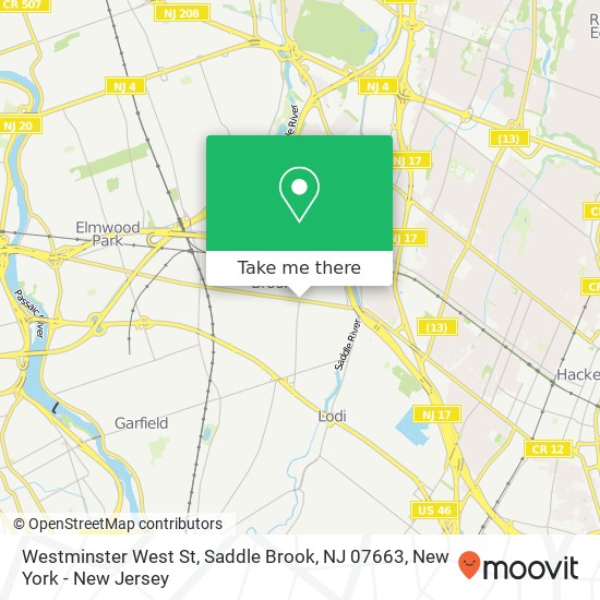 Mapa de Westminster West St, Saddle Brook, NJ 07663