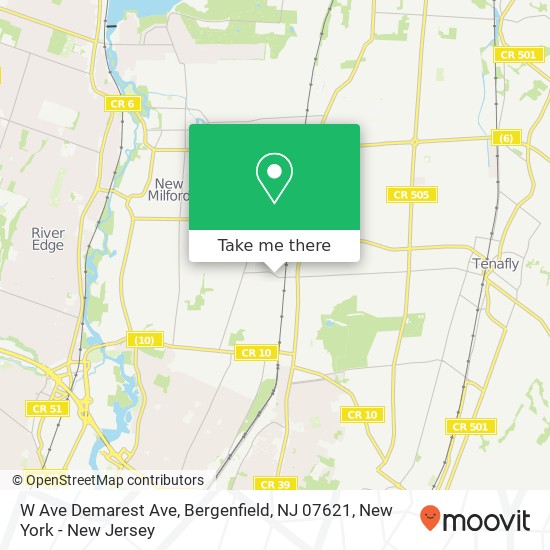 Mapa de W Ave Demarest Ave, Bergenfield, NJ 07621