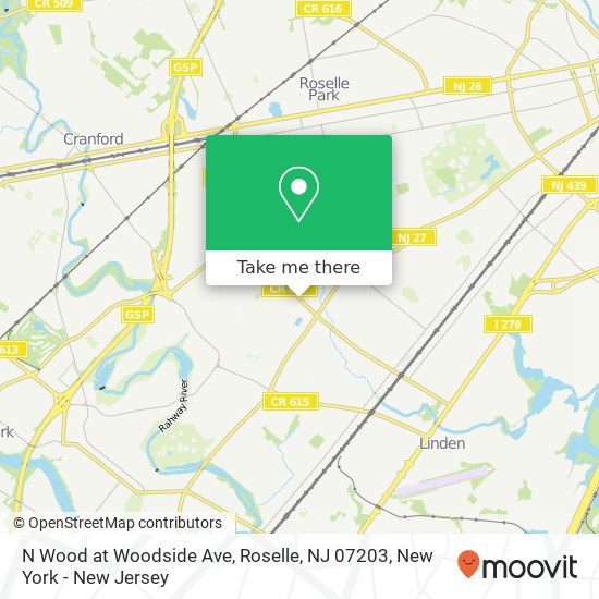 Mapa de N Wood at Woodside Ave, Roselle, NJ 07203