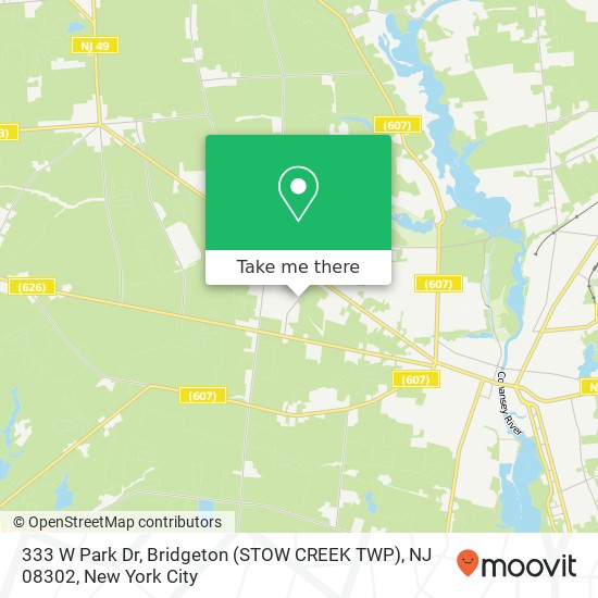 Mapa de 333 W Park Dr, Bridgeton (STOW CREEK TWP), NJ 08302