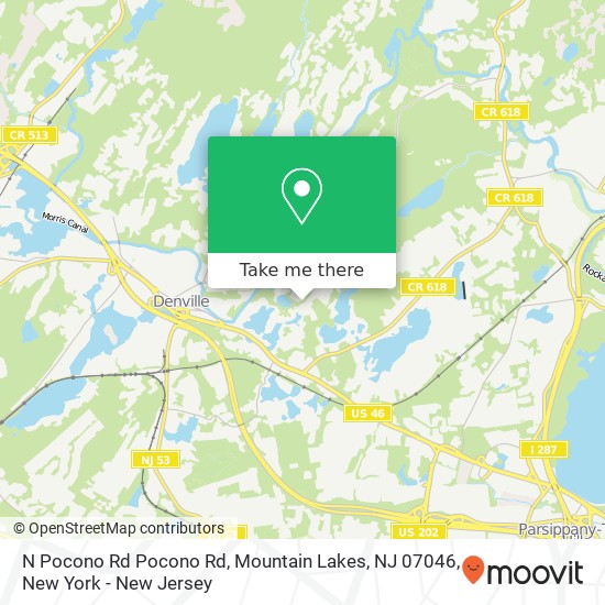 Mapa de N Pocono Rd Pocono Rd, Mountain Lakes, NJ 07046