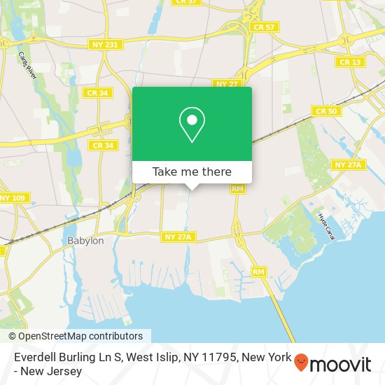 Mapa de Everdell Burling Ln S, West Islip, NY 11795