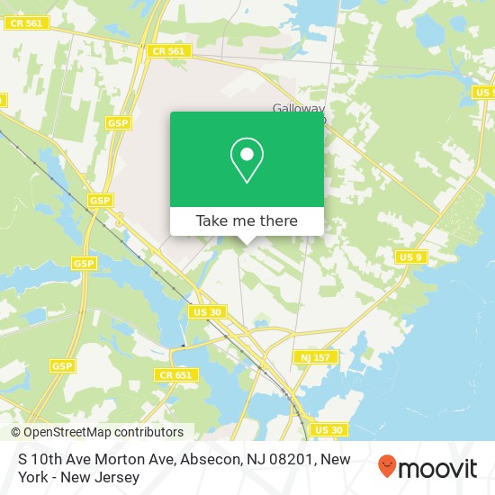 Mapa de S 10th Ave Morton Ave, Absecon, NJ 08201