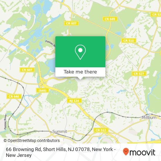 Mapa de 66 Browning Rd, Short Hills, NJ 07078