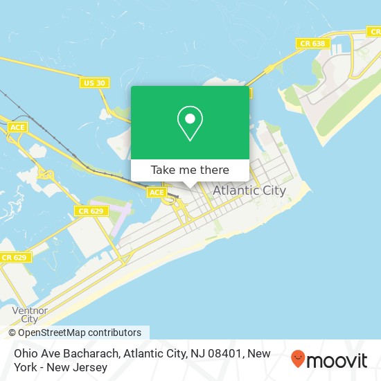 Mapa de Ohio Ave Bacharach, Atlantic City, NJ 08401