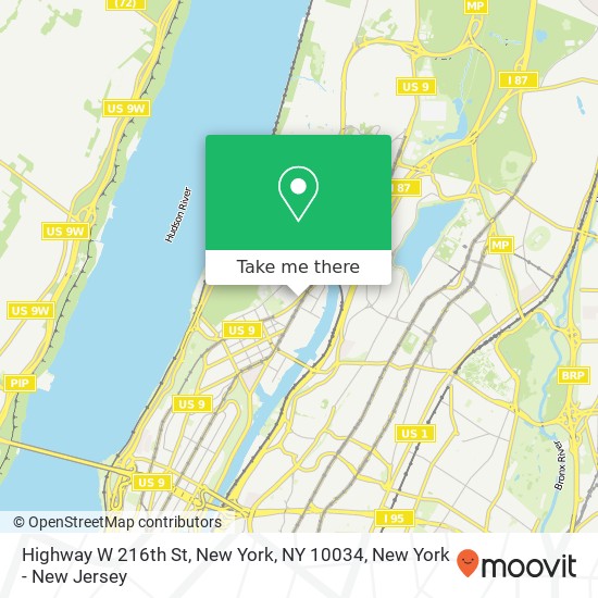 Mapa de Highway  W 216th St, New York, NY 10034