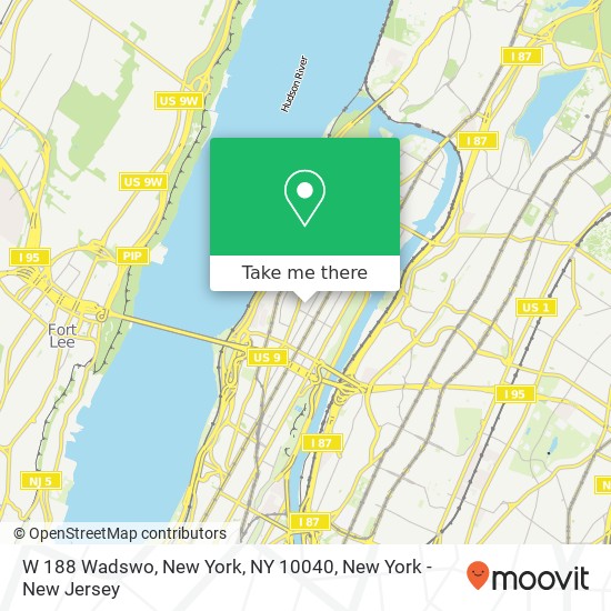 W 188 Wadswo, New York, NY 10040 map