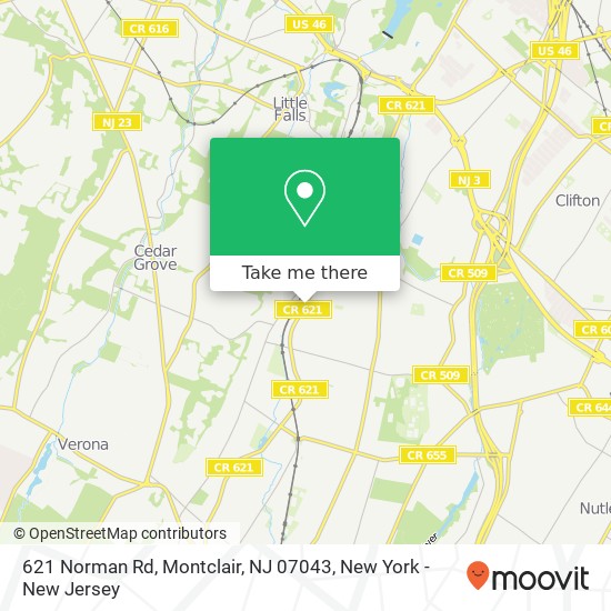Mapa de 621 Norman Rd, Montclair, NJ 07043