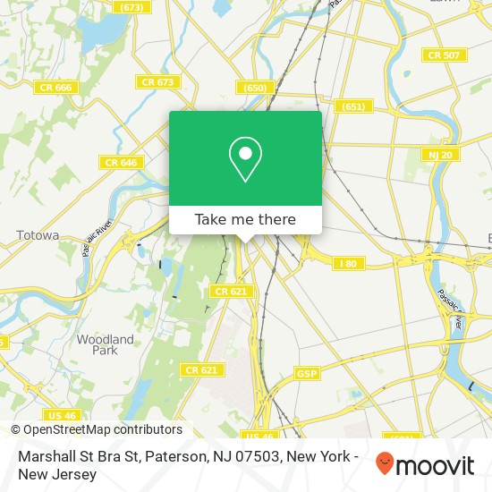 Mapa de Marshall St Bra St, Paterson, NJ 07503