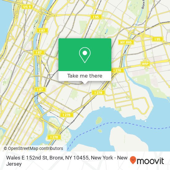 Mapa de Wales E 152nd St, Bronx, NY 10455