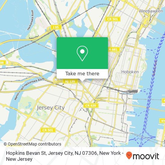 Mapa de Hopkins Bevan St, Jersey City, NJ 07306