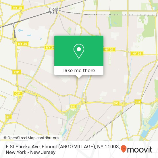 Mapa de E St Eureka Ave, Elmont (ARGO VILLAGE), NY 11003