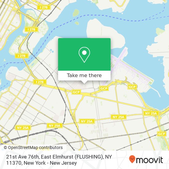 Mapa de 21st Ave 76th, East Elmhurst (FLUSHING), NY 11370