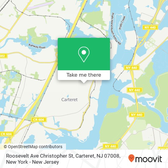 Mapa de Roosevelt Ave Christopher St, Carteret, NJ 07008