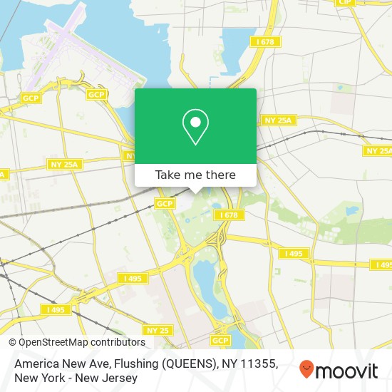 America New Ave, Flushing (QUEENS), NY 11355 map