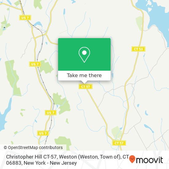 Mapa de Christopher Hill CT-57, Weston (Weston, Town of), CT 06883