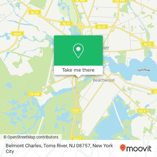 Mapa de Belmont Charles, Toms River, NJ 08757