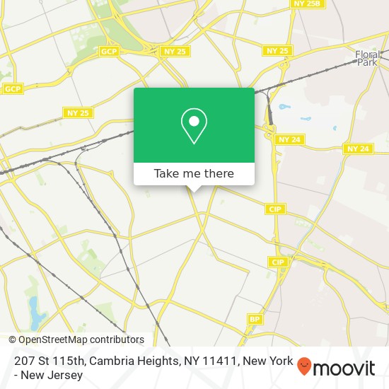 Mapa de 207 St 115th, Cambria Heights, NY 11411