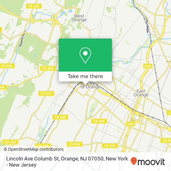 Mapa de Lincoln Ave Columb St, Orange, NJ 07050