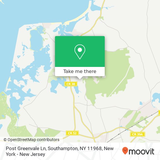 Mapa de Post Greenvale Ln, Southampton, NY 11968