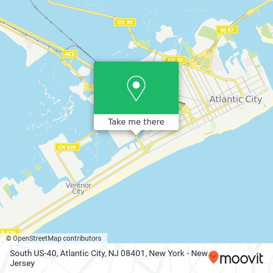 Mapa de South US-40, Atlantic City, NJ 08401