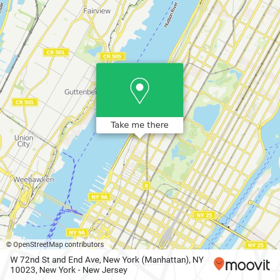 Mapa de W 72nd St and End Ave, New York (Manhattan), NY 10023