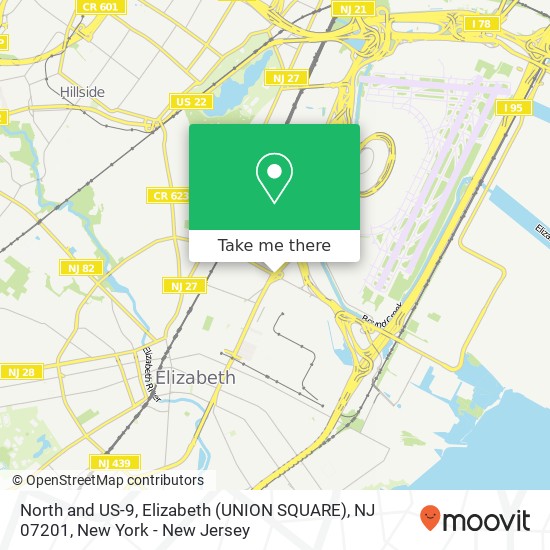 North and US-9, Elizabeth (UNION SQUARE), NJ 07201 map