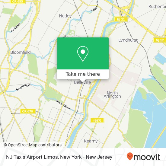 Mapa de NJ Taxis Airport Limos