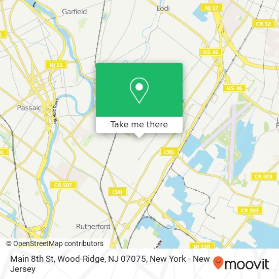 Mapa de Main 8th St, Wood-Ridge, NJ 07075