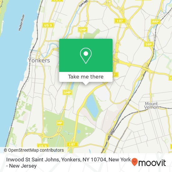 Mapa de Inwood St Saint Johns, Yonkers, NY 10704