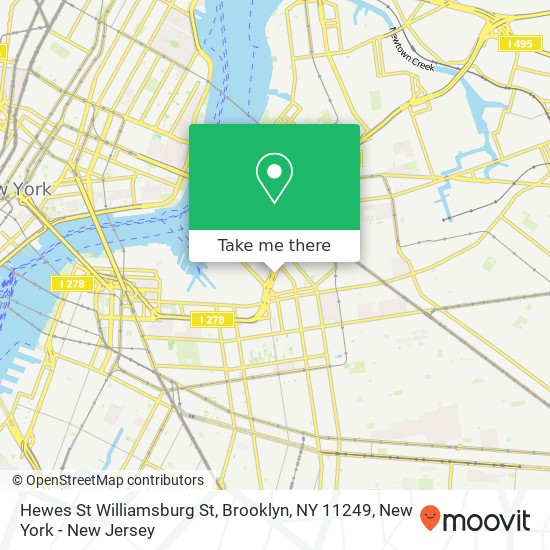 Mapa de Hewes St Williamsburg St, Brooklyn, NY 11249