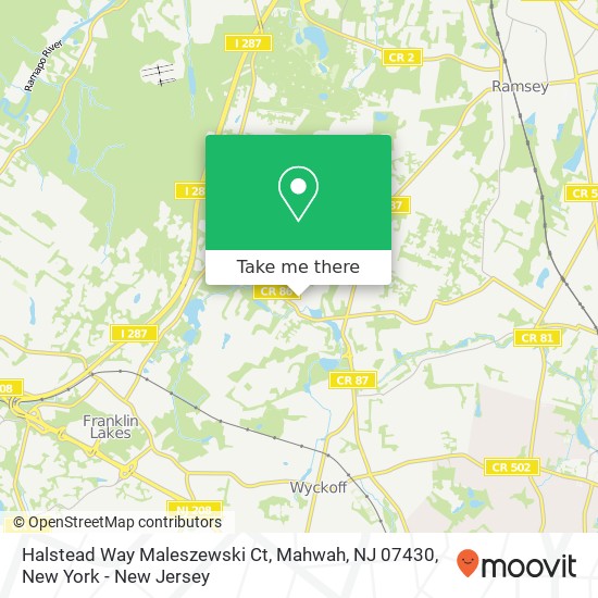 Mapa de Halstead Way Maleszewski Ct, Mahwah, NJ 07430