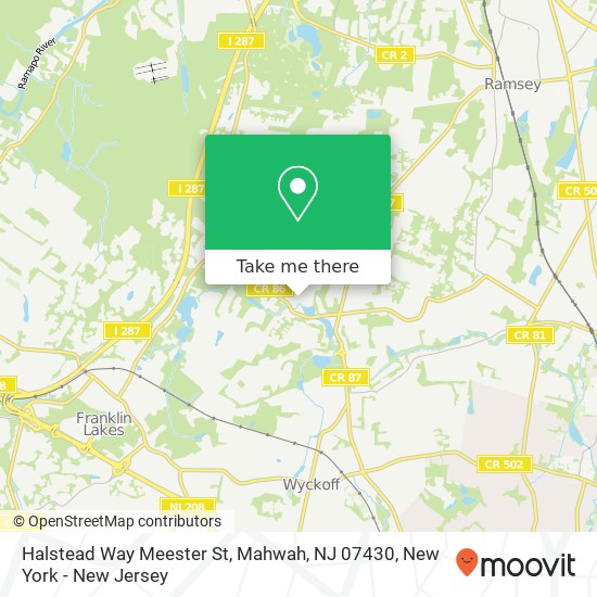 Mapa de Halstead Way Meester St, Mahwah, NJ 07430