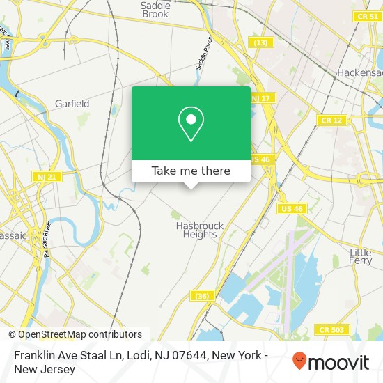 Mapa de Franklin Ave Staal Ln, Lodi, NJ 07644