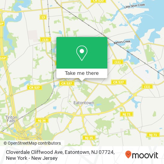 Cloverdale Cliffwood Ave, Eatontown, NJ 07724 map