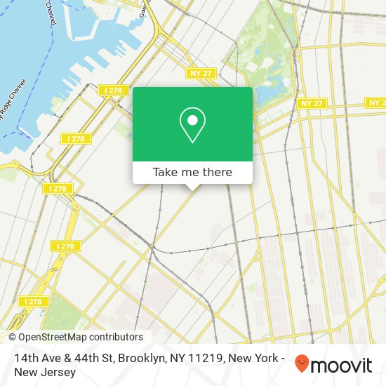 Mapa de 14th Ave & 44th St, Brooklyn, NY 11219