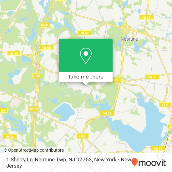 Mapa de 1 Sherry Ln, Neptune Twp, NJ 07753