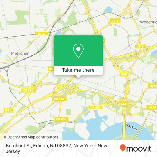 Mapa de Burchard St, Edison, NJ 08837
