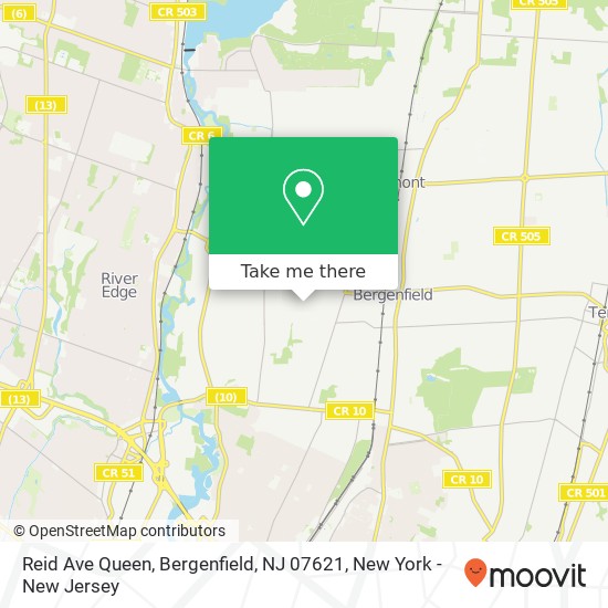 Mapa de Reid Ave Queen, Bergenfield, NJ 07621