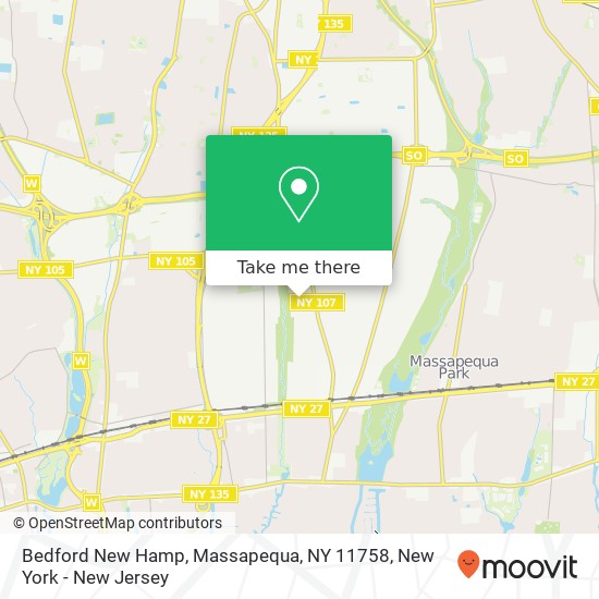 Mapa de Bedford New Hamp, Massapequa, NY 11758